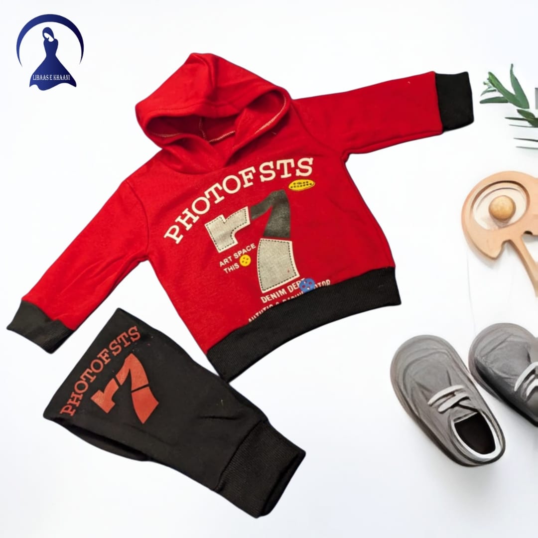 Kids' Trendy Printed Hoodie Winter Suit