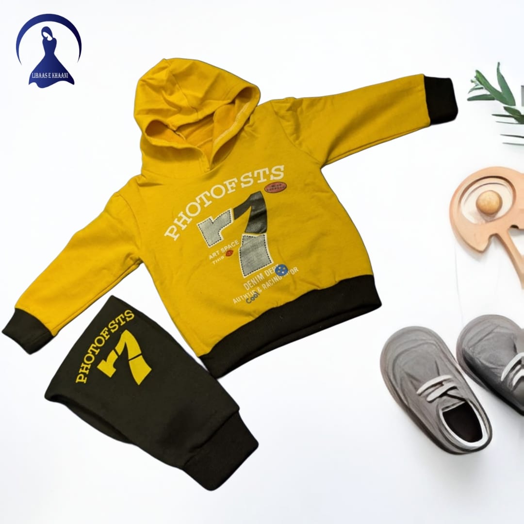 Kids' Trendy Printed Hoodie Winter Suit