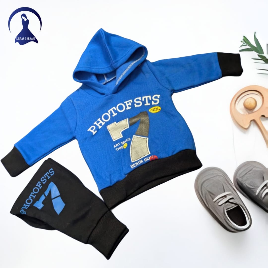 Kids' Trendy Printed Hoodie Winter Suit