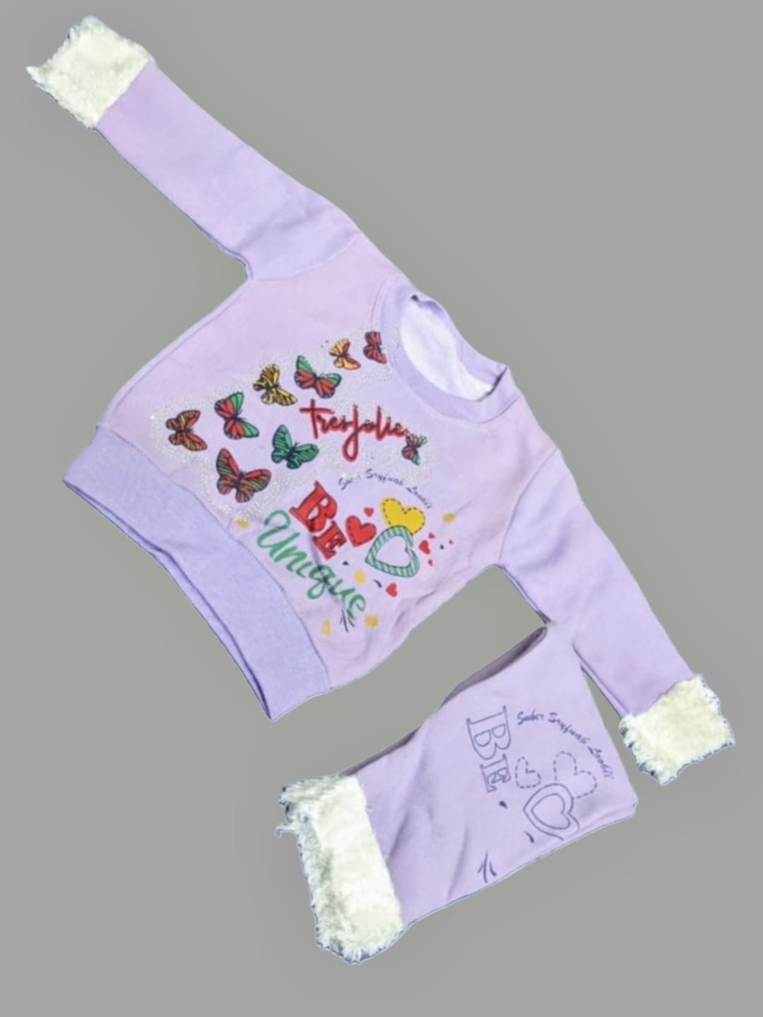 Be Unique" Butterfly & Fur Trim Set