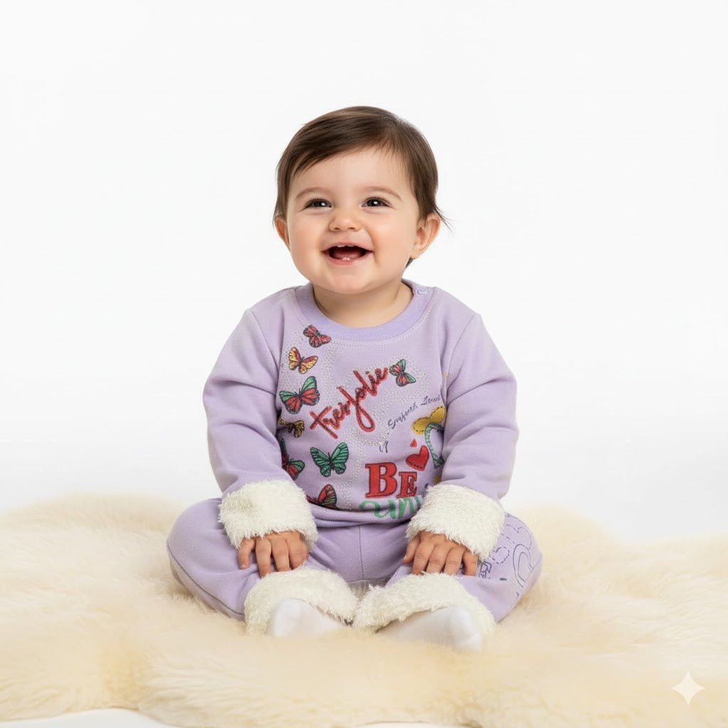 Be Unique" Butterfly & Fur Trim Set