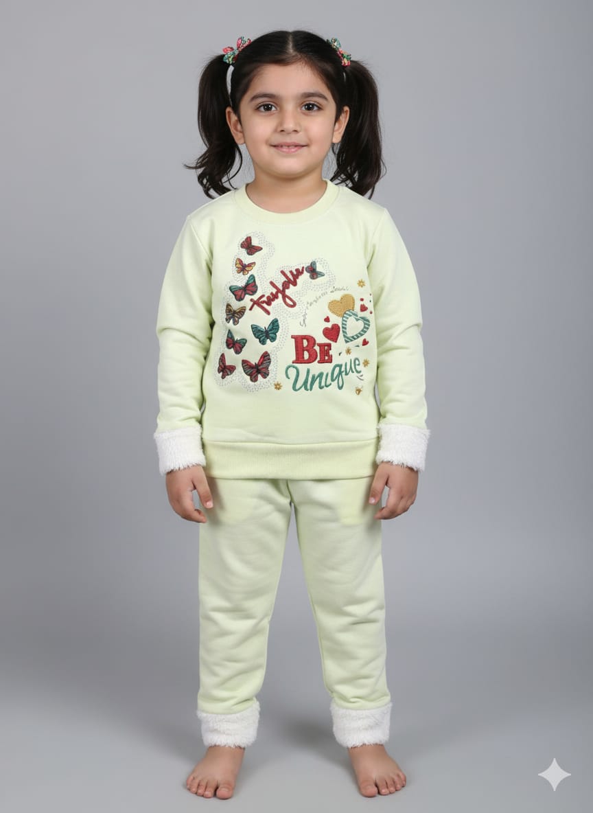 Be Unique" Butterfly & Fur Trim Set