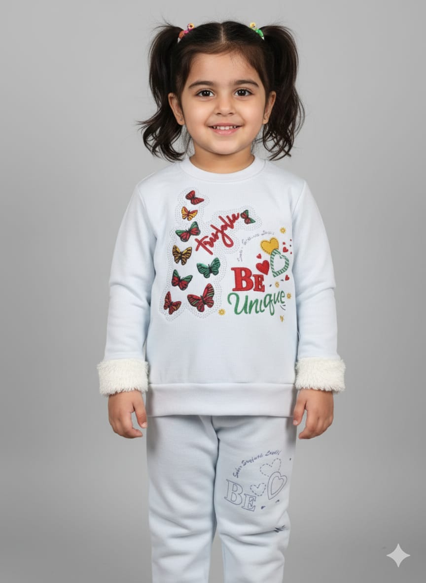 Be Unique" Butterfly & Fur Trim Set