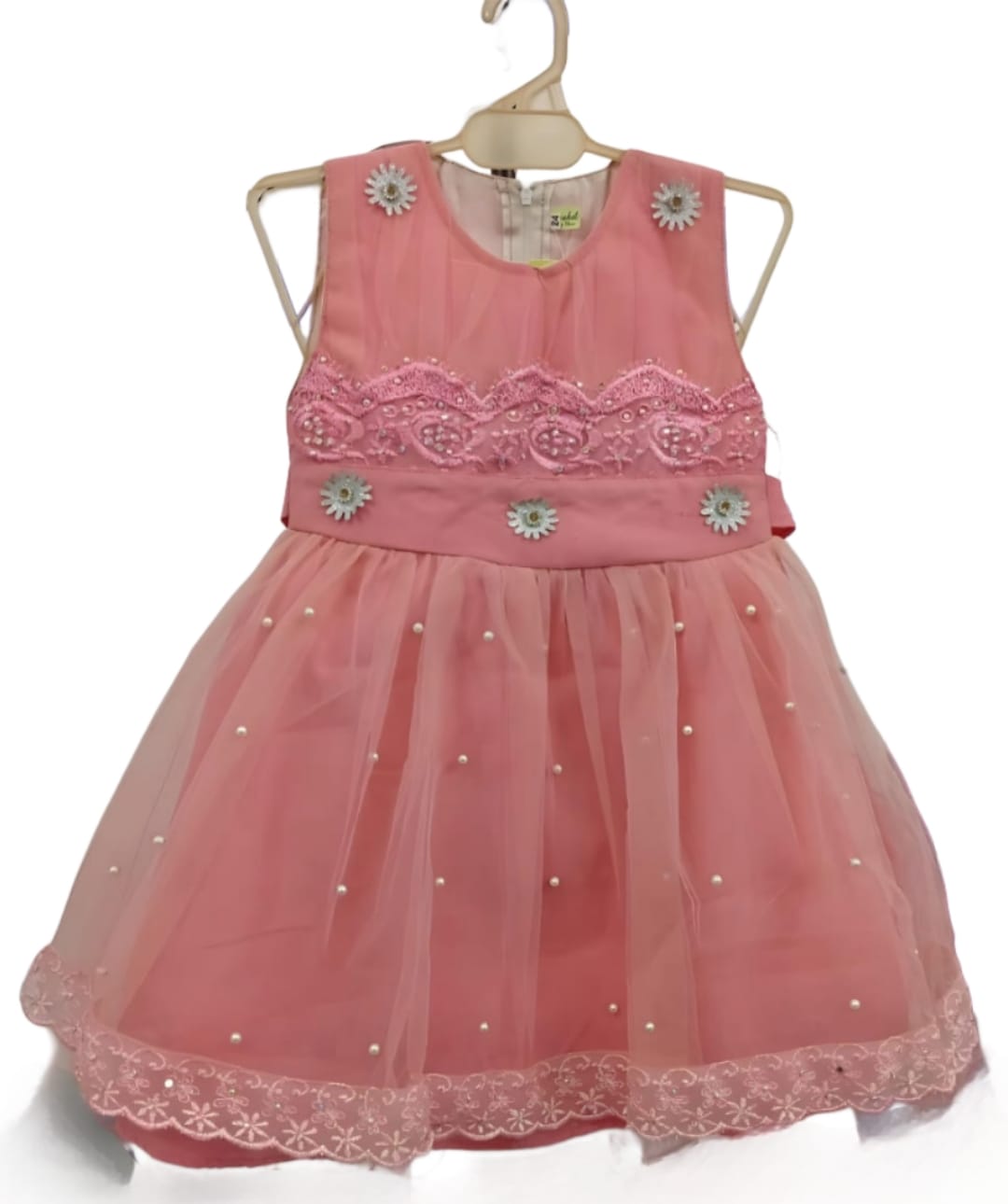 Elegant Pearl & Floral Embroidered Chiffon & Net Frocks