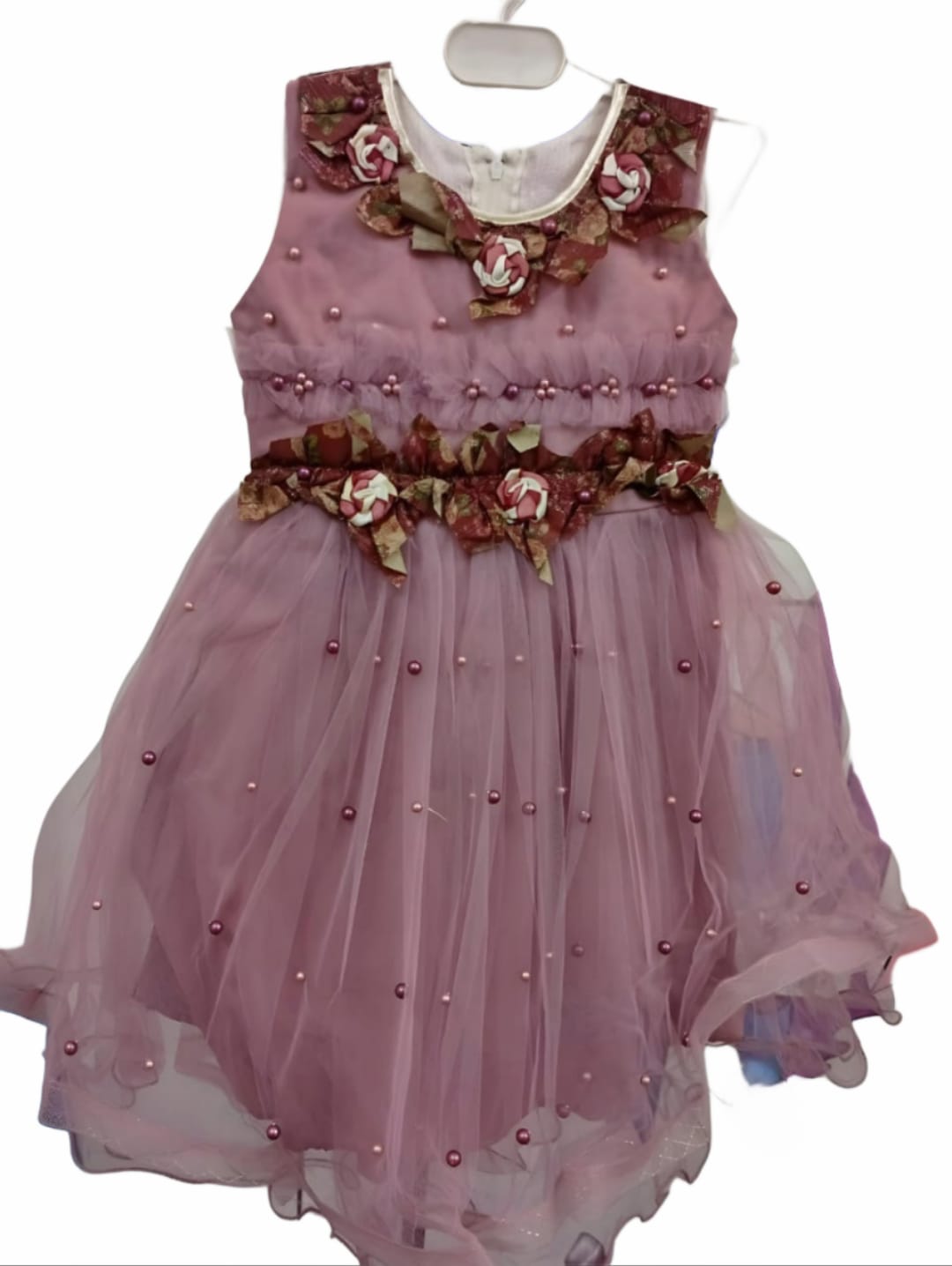 Elegant Pearl & Floral Embellished Chiffon & Net Frocks