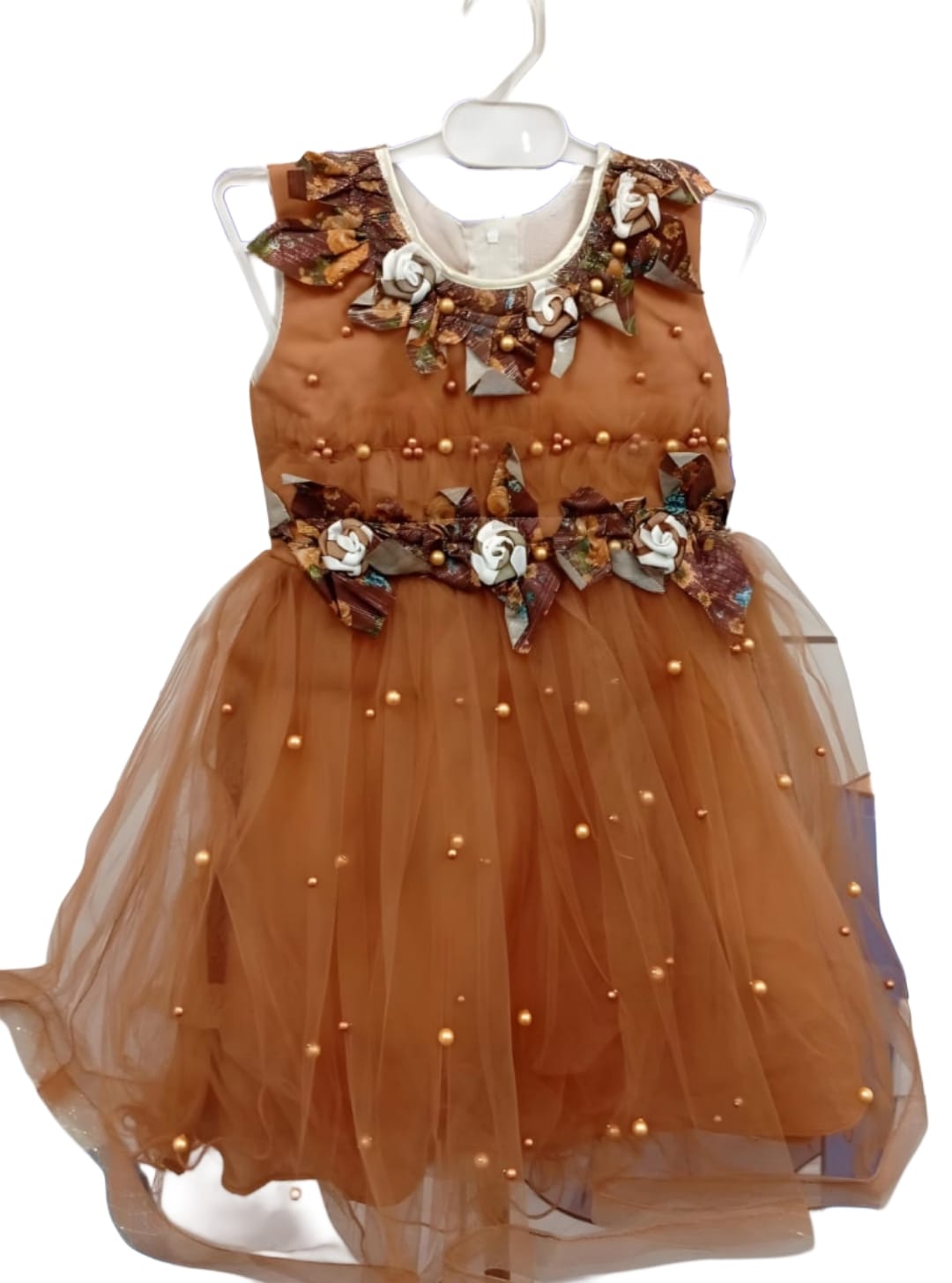 Elegant Pearl & Floral Embellished Chiffon & Net Frocks