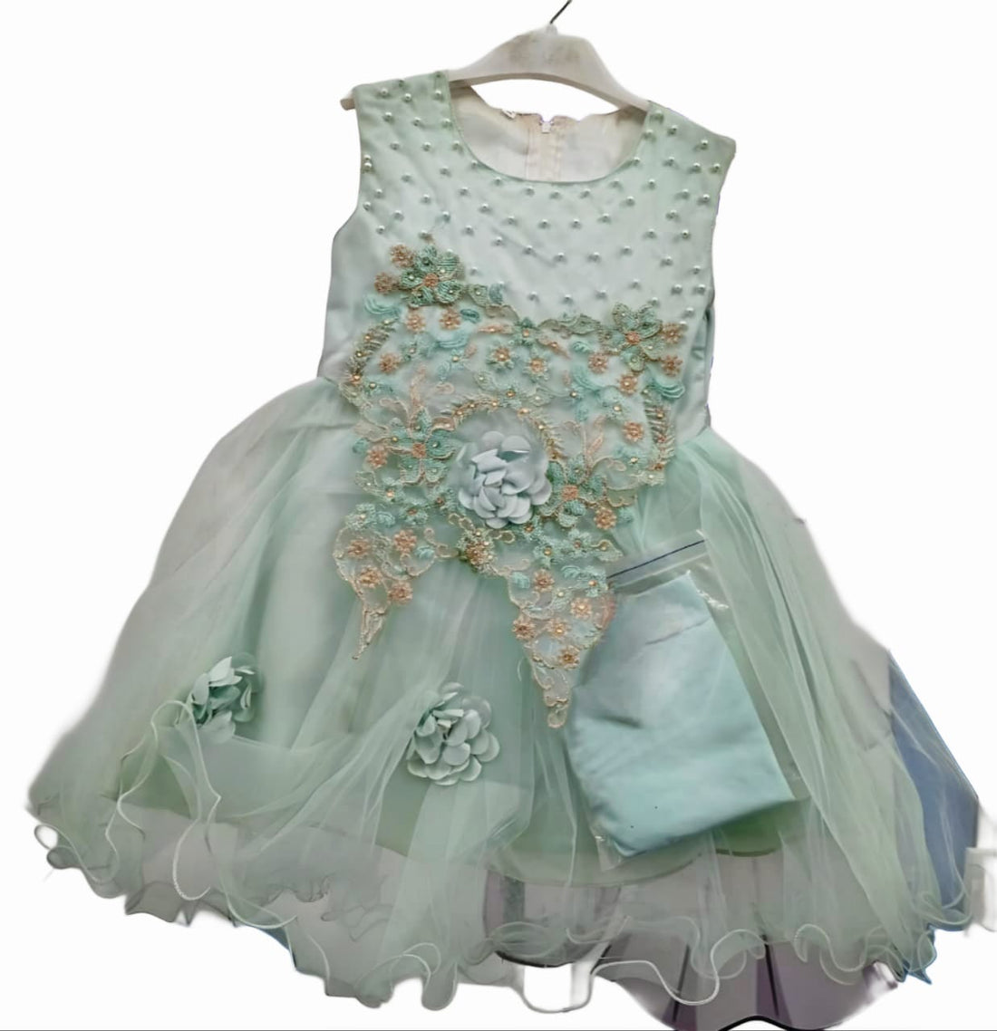 Elegant Pearl & Floral Embroidered Chiffon & Net Frocks