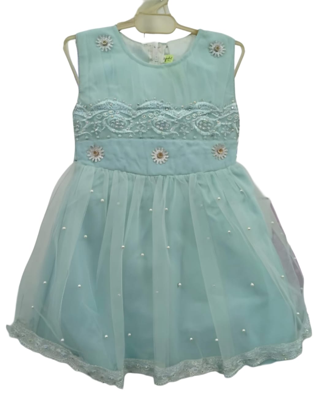 Elegant Pearl & Floral Embroidered Chiffon & Net Frocks