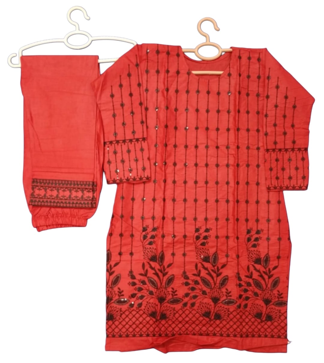 Embroidered Cotton 2-Piece Suit