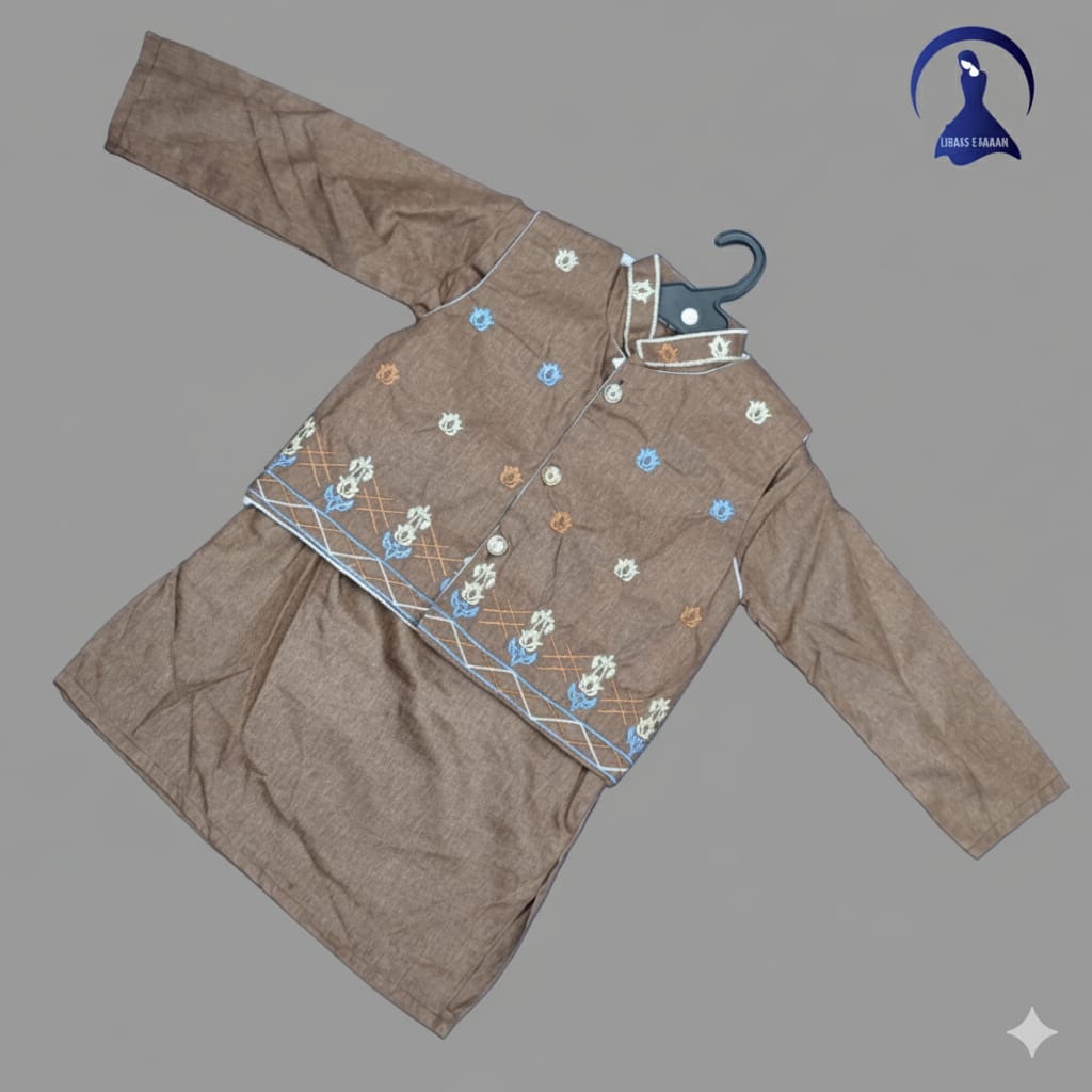 Boys' Embroidered Kurta and Waistcoat Set