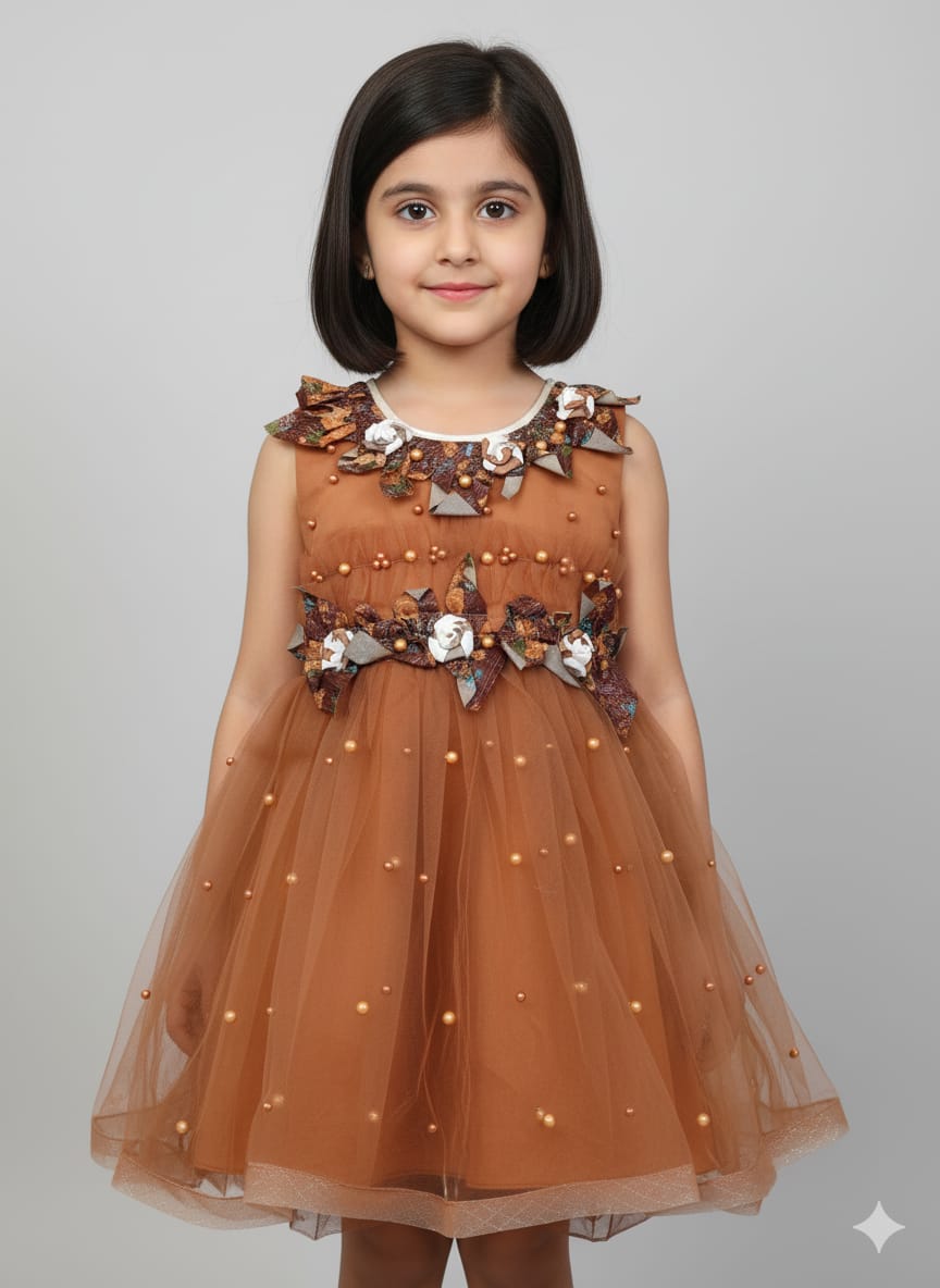 Elegant Pearl & Floral Embellished Chiffon & Net Frocks