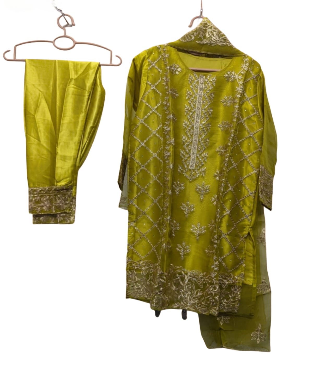 Luxury Embroidered Organza 3-Piece Suit