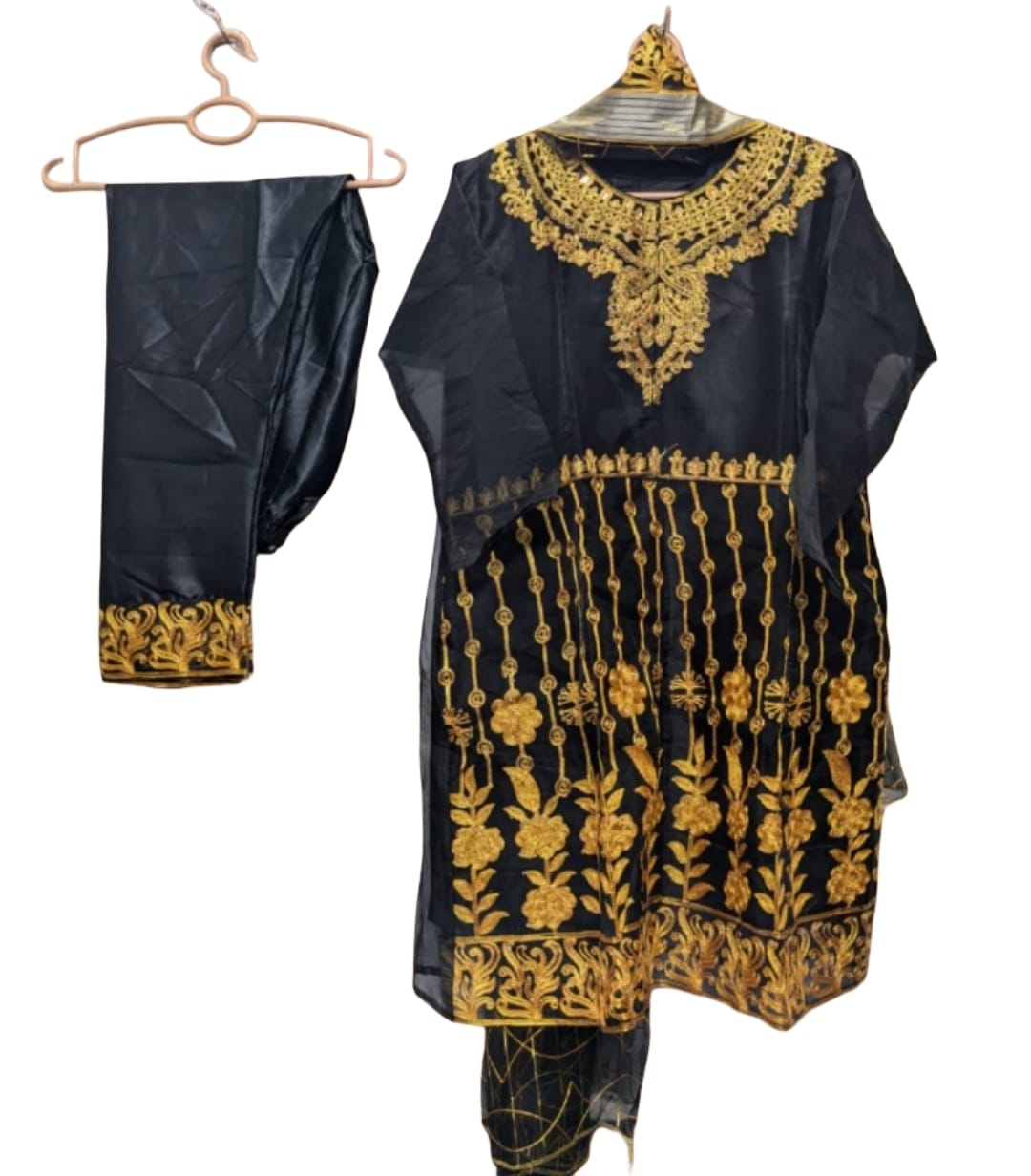 Luxury Embroidered Organza 3-Piece Suit