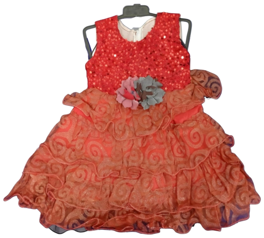 Sparkle & Twirl: Ruby Red Sequin Party Dress for Toddlers