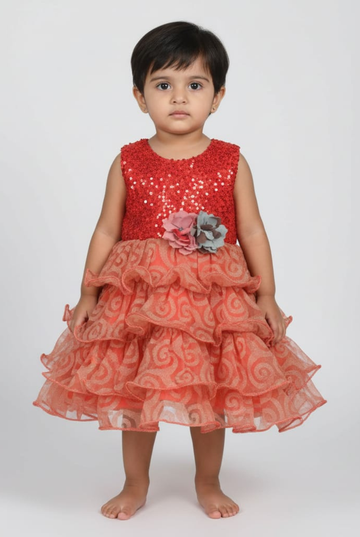 Sparkle & Twirl: Ruby Red Sequin Party Dress for Toddlers