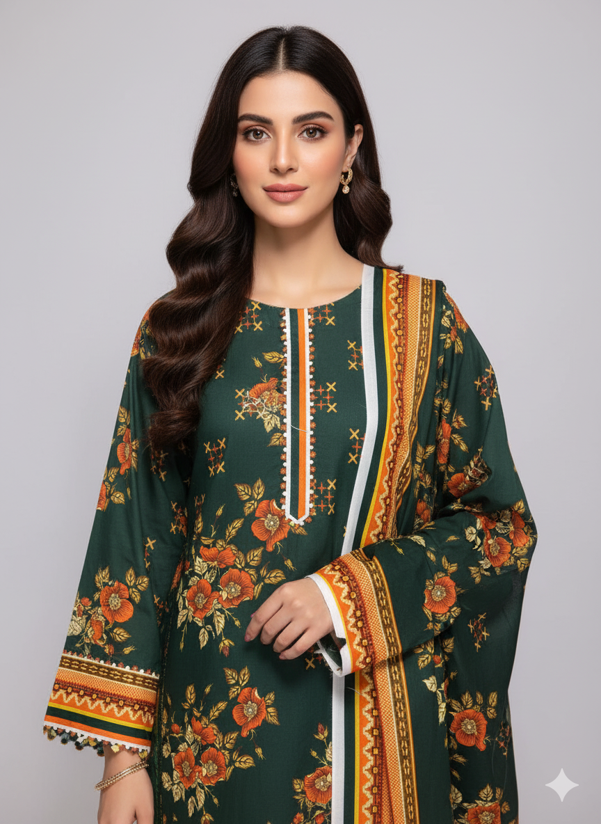 MASHAL Digital Premium Printed 3 Piece Unstitched Lawn Collection 2025