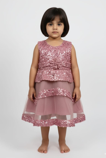 Sparkling Tiered Sequin Party Dress for Girls