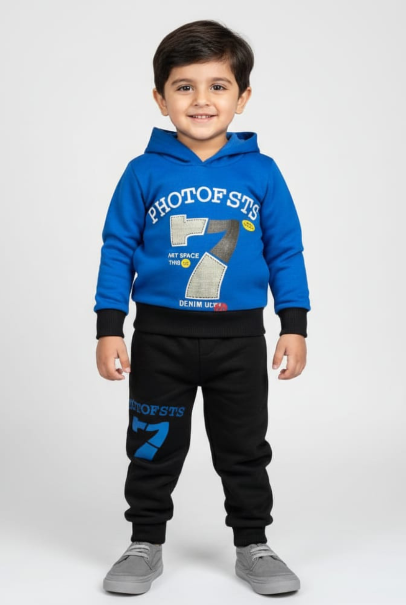 Kids' Trendy Printed Hoodie Winter Suit
