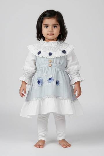 Embroidered High-Low Frock in Soft Cotton