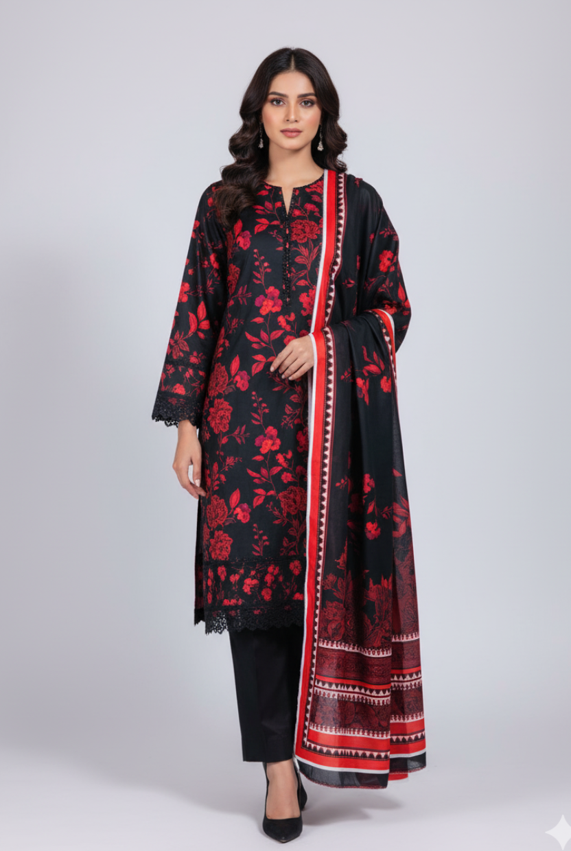 MASHAL Digital Premium Printed 3 Piece Unstitched Lawn Collection 2025