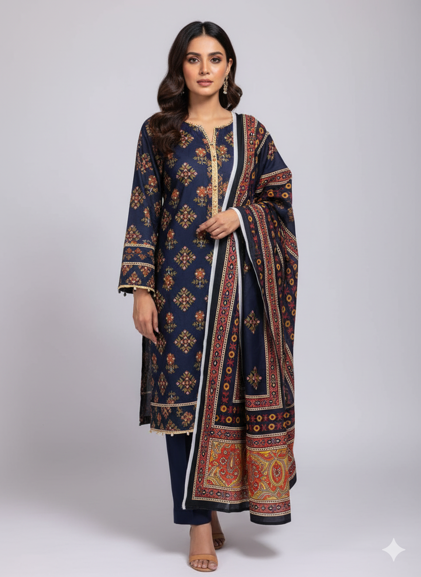 MASHAL Digital Premium Printed 3 Piece Unstitched Lawn Collection 2025