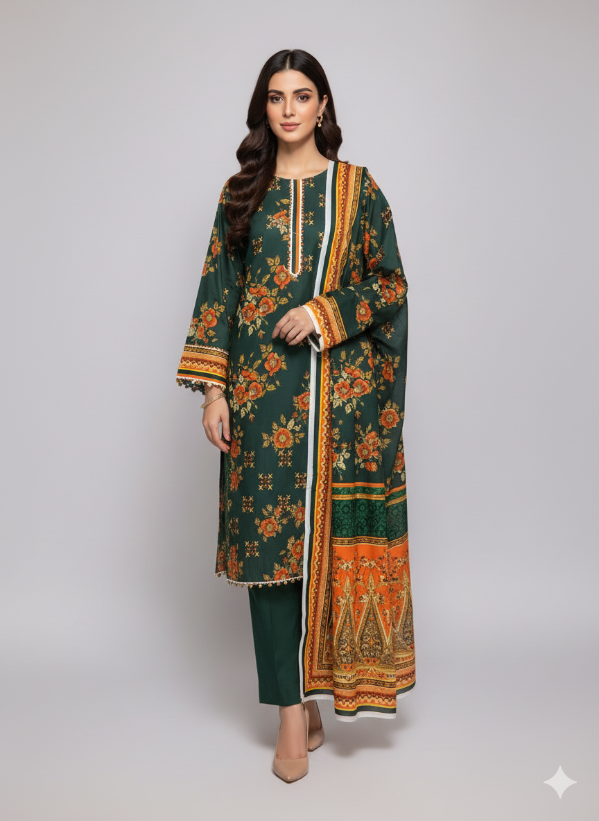 MASHAL Digital Premium Printed 3 Piece Unstitched Lawn Collection 2025