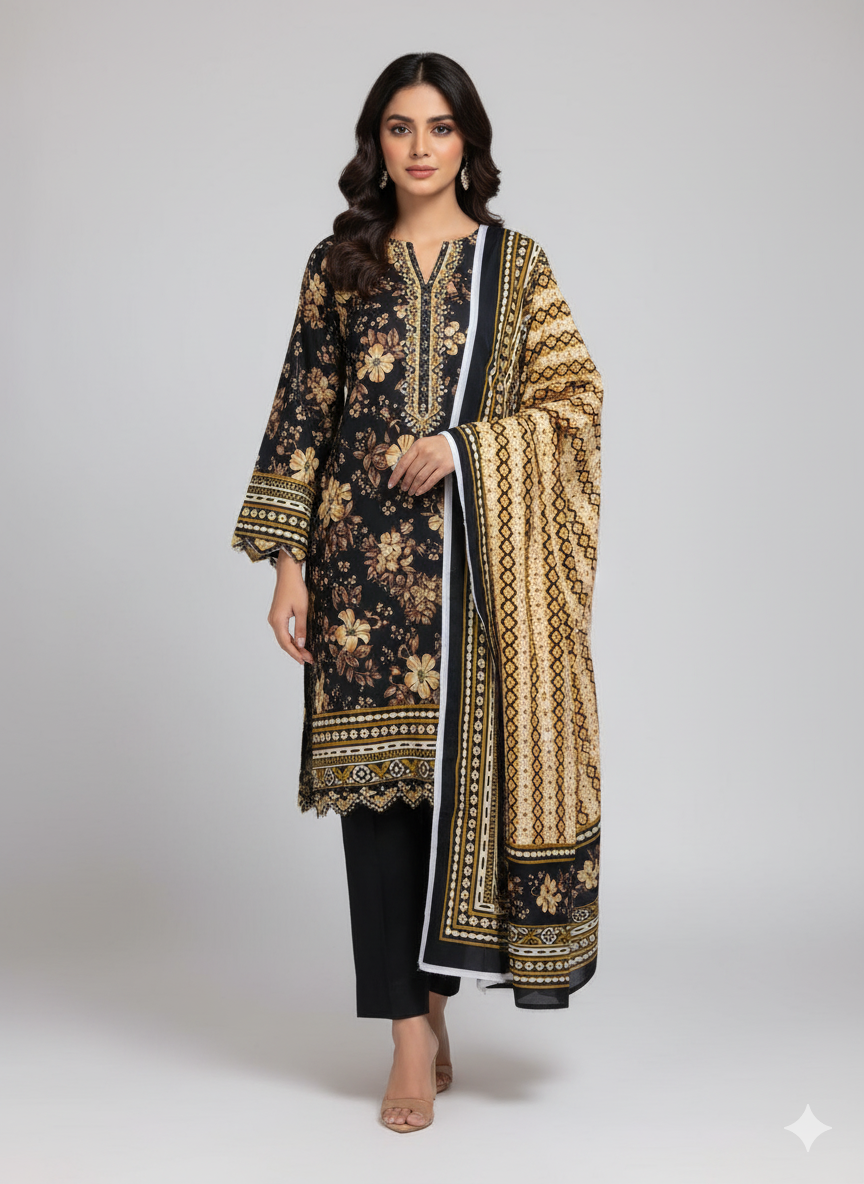MASHAL Digital Premium Printed 3 Piece Unstitched Lawn Collection 2025