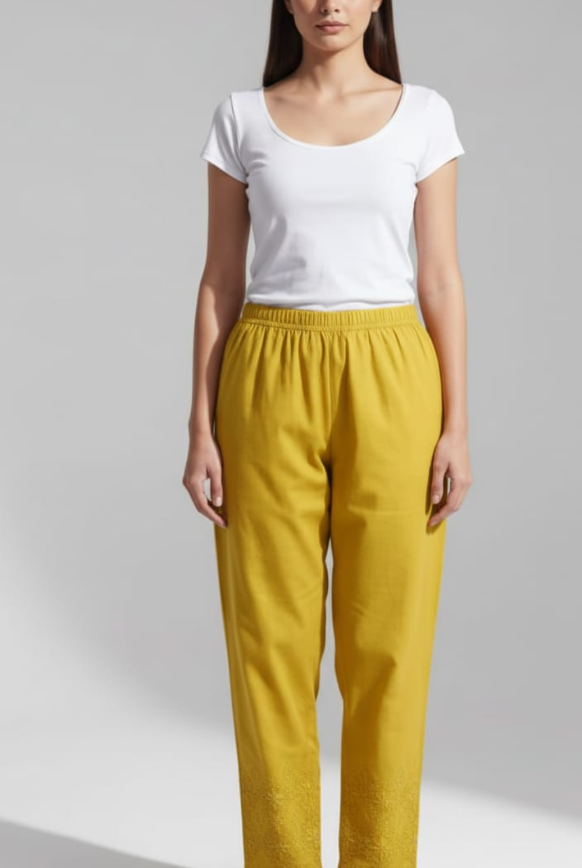 Cotton Embroidered Trousers