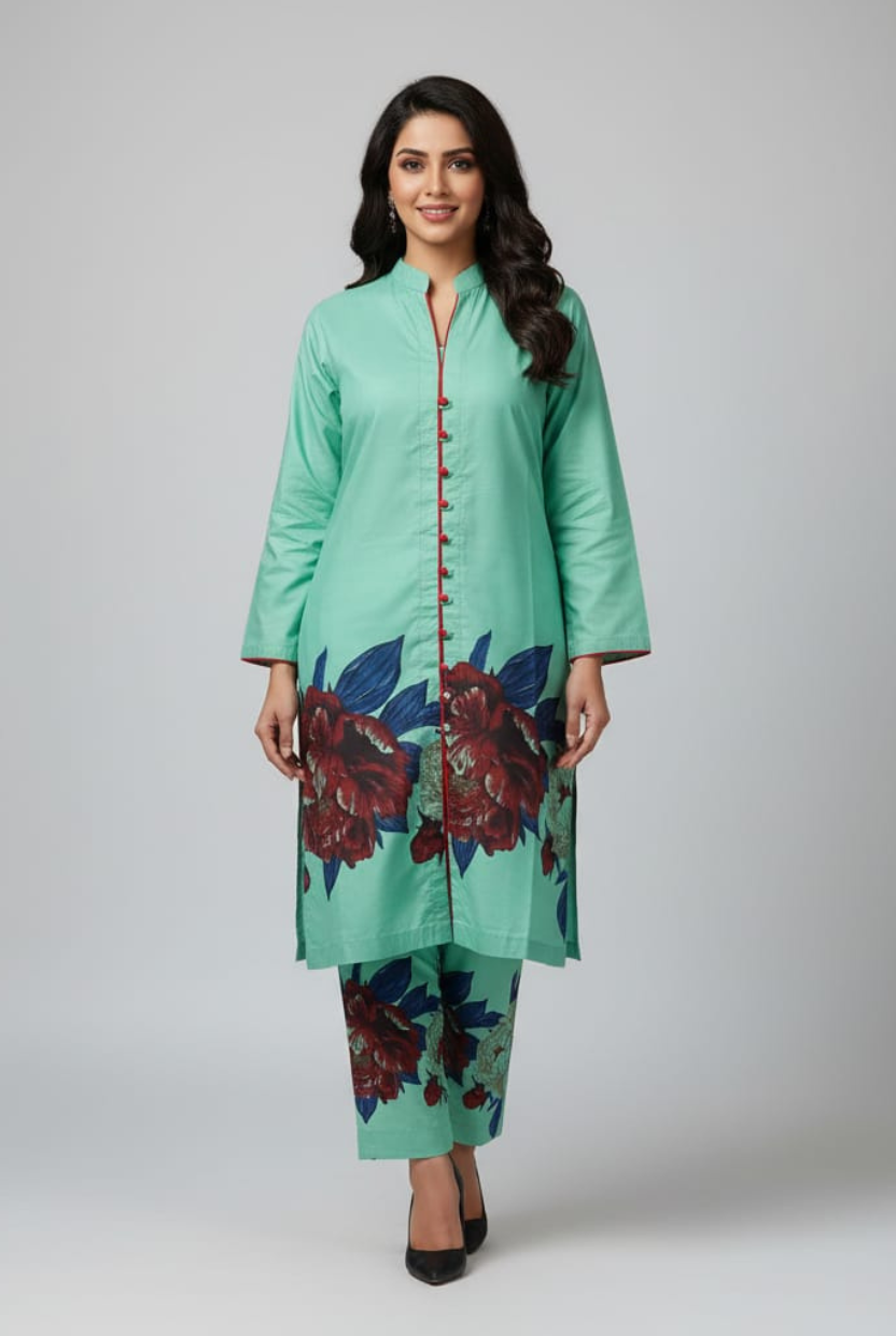 Digital Printed Linen 2-Piece Suit